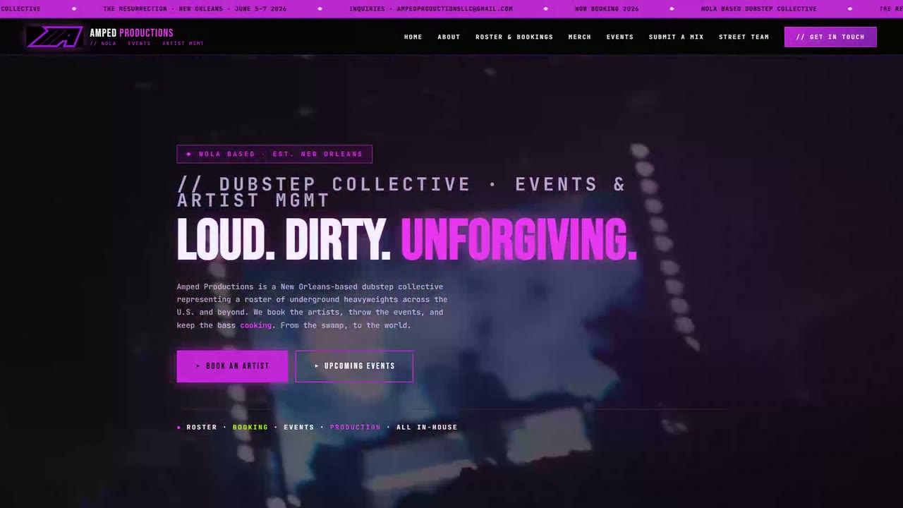 AMPED Productions homepage