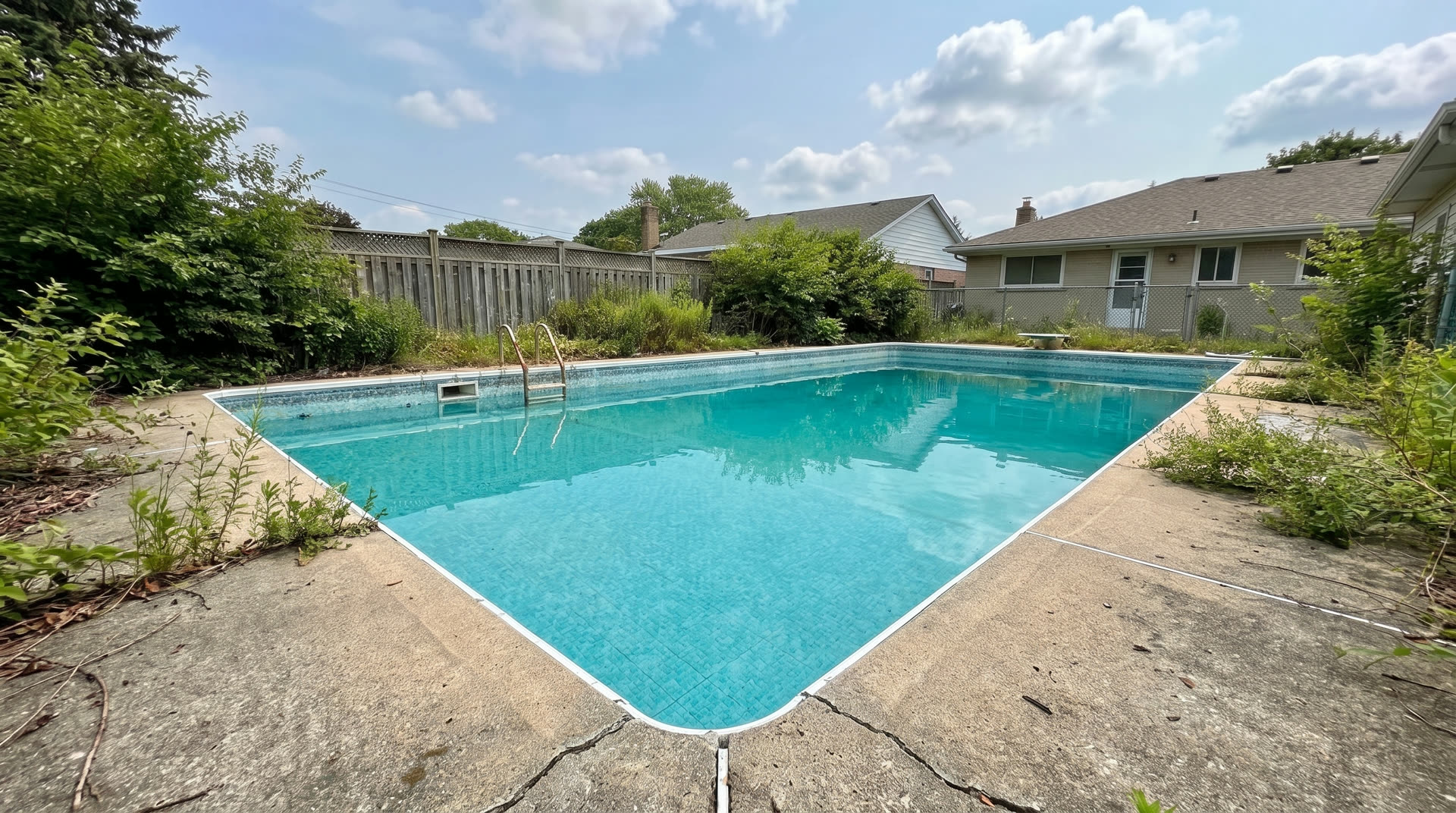 Same pool restored to crystal clear blue